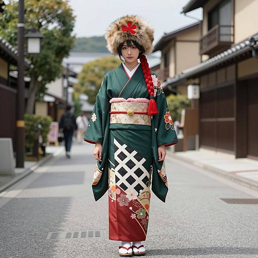 Young Woman in Traditional Japanese Kimono