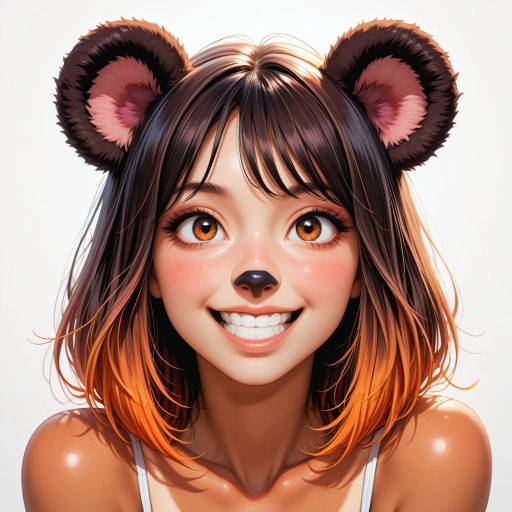 Joyful Cartoon Bear with Expressive Eyes