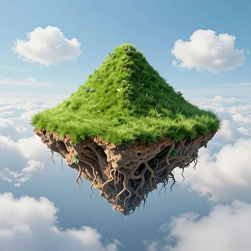 Floating Triangular Island in Sky