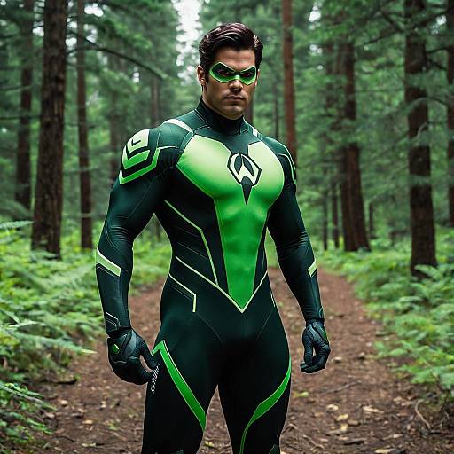 Photorealistic Male Superhero in Forest