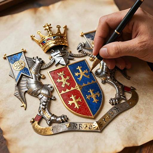 Intricate Medieval Family Coat of Arms