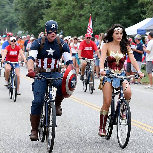 Captain America and Wonder Woman Bike Ride