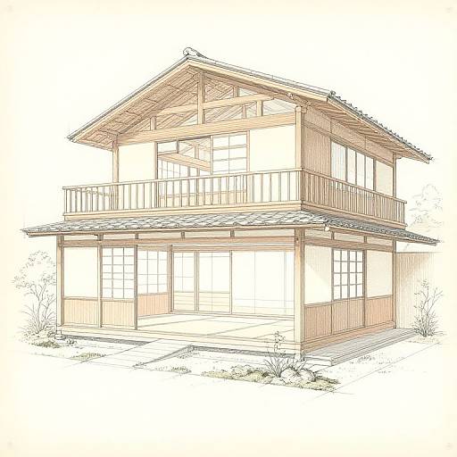 Traditional Japanese House Architectural Drawing