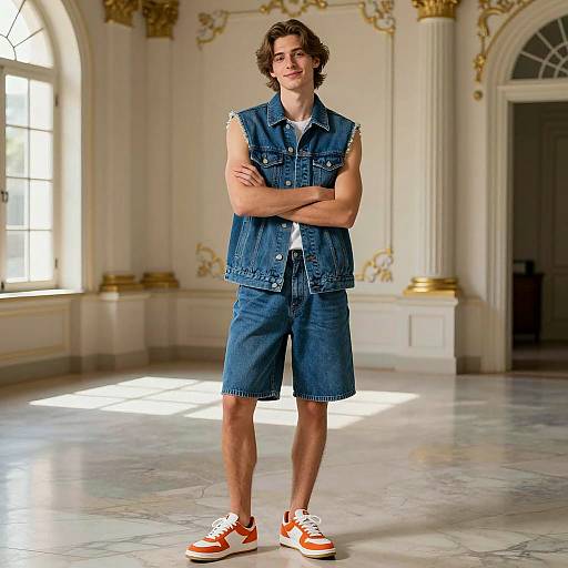 Stylish Young Man in Denim Attire