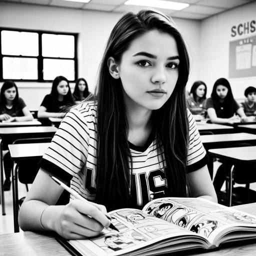 Modern Comic Style Teen in Classroom
