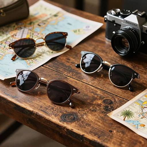 Vintage Sunglasses on Travel Table