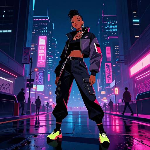 Rina Sawayama in Cyberpunk Cityscape