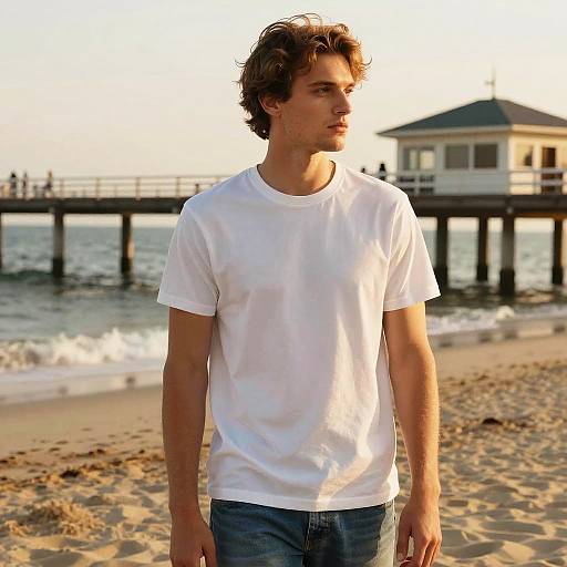 Shaggy Cut Man on Beach Pier