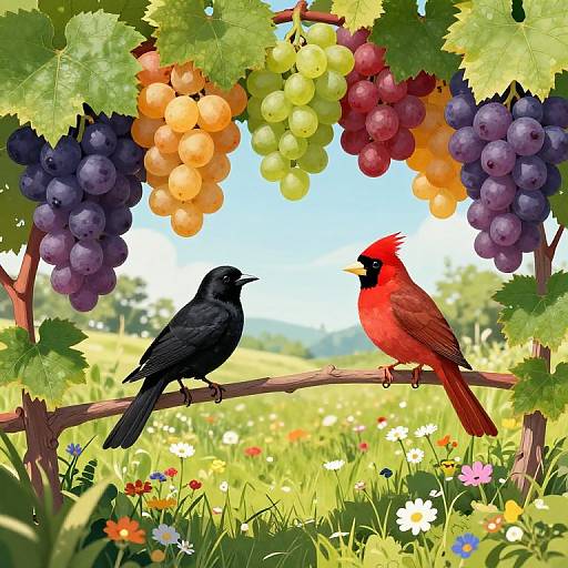 Rainbow Grape Archway with Birds