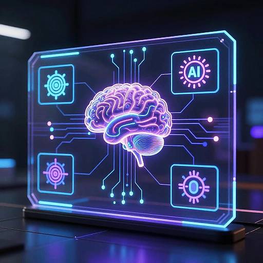 AI Brain Scanning Neon Display