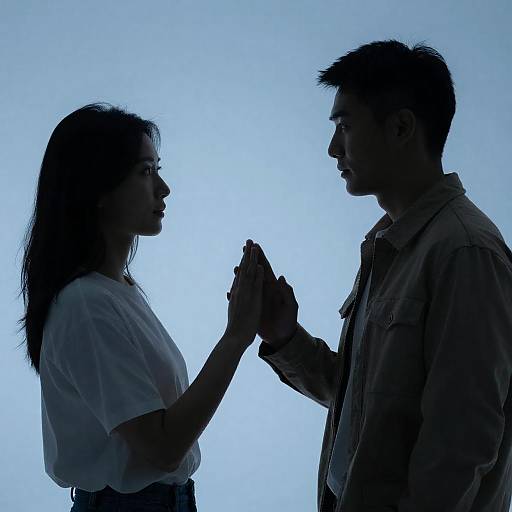 Blue-Lit Silhouettes: Intimate Profile Portrait