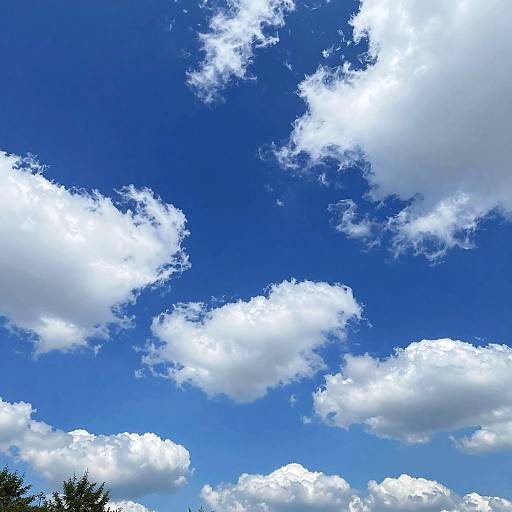 Vibrant Blue Sky with Fluffy Clouds