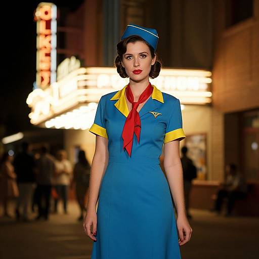 Retro Cinema Usherette Night Scene