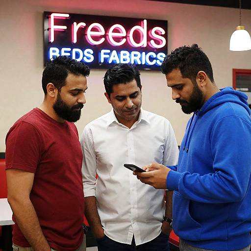 Casual Diner Scene with Three Men