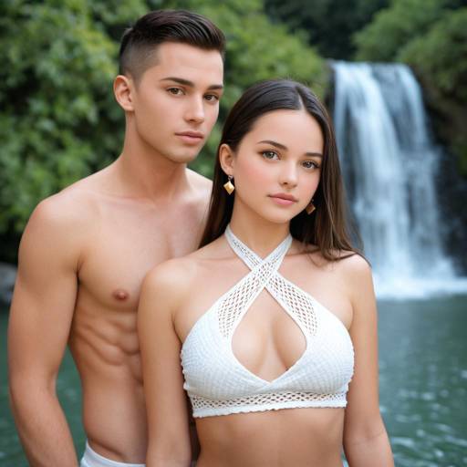 Youthful Couple in Vibrant Green Scene