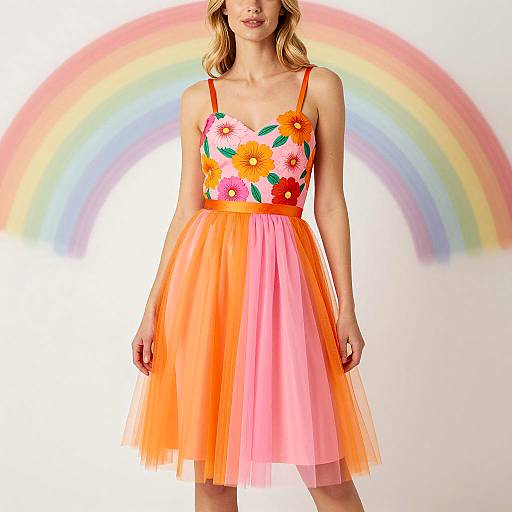 Vibrant Rainbow-Themed Party Dress Photo