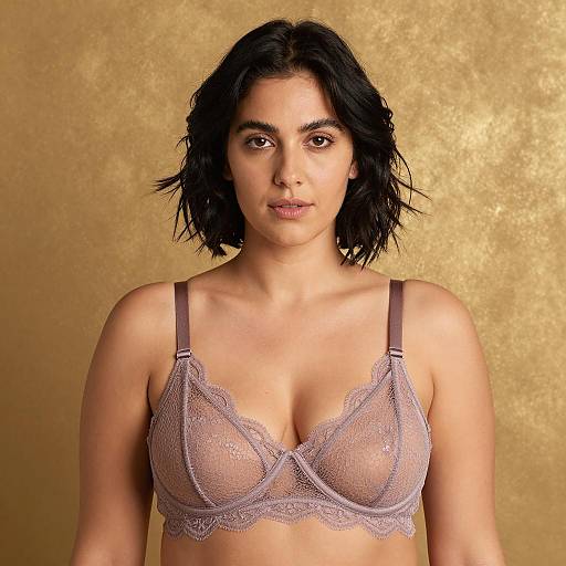 Woman Wearing Mauve Lace Bra