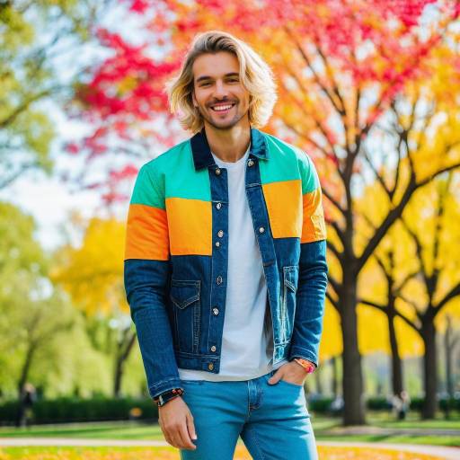 Stylish Man Posing in Vibrant Park Stylish Man Posing in Vibrant Park