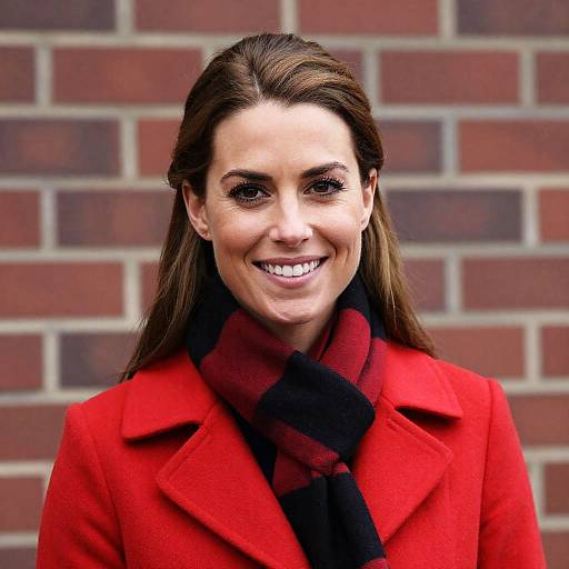 Smiling Woman in Red Coat Portrait