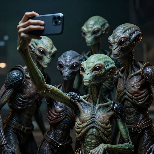 Hyper-Realistic Aliens Taking Selfie