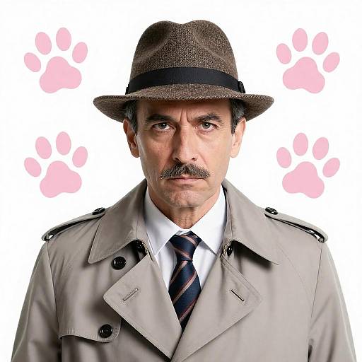 Intense Portrait with Pink Paw Prints