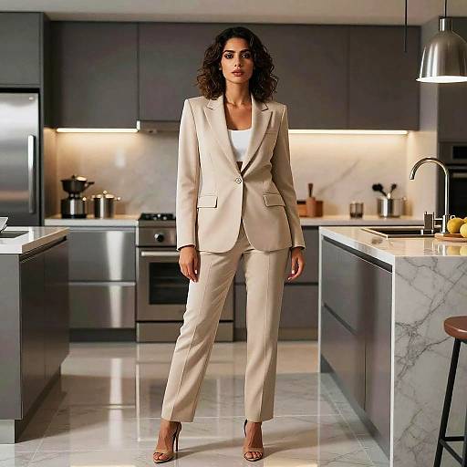 Confident Middle Eastern Woman in Modern Kitchen