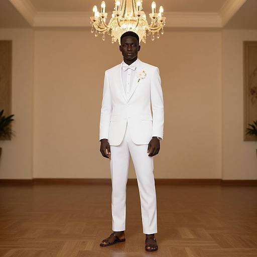 Dark-Skinned Male in White Party Costume