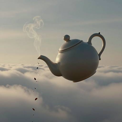 Melancholic Teapot Above Clouds
