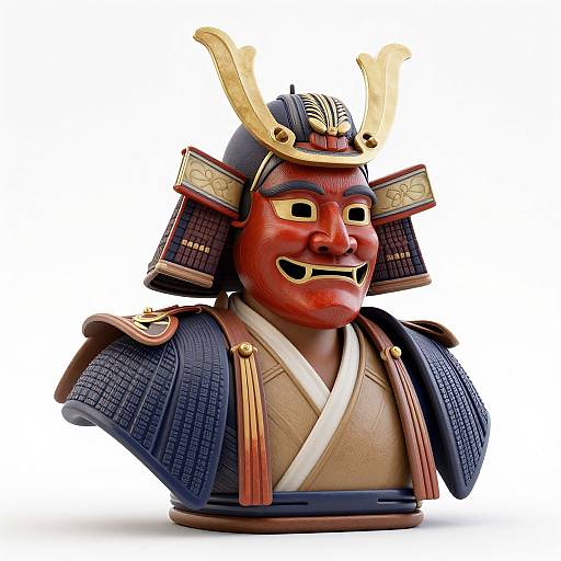 Hyperrealistic 3D Shogun Bust Render