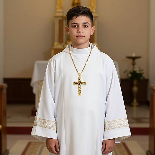 Solo Male Priest in Clergy Robe