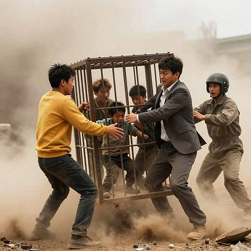 Chaotic Scene of People in Danger