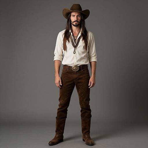 Realistic Male Hippie Cowboy Portrait