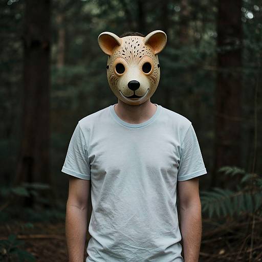 Creepy Man with Vintage Animal Mask