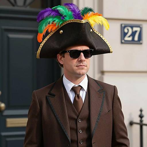 Vibrant Male Mardi Gras Outfit Portrait