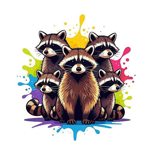 Colorful Raccoon Graffiti Art