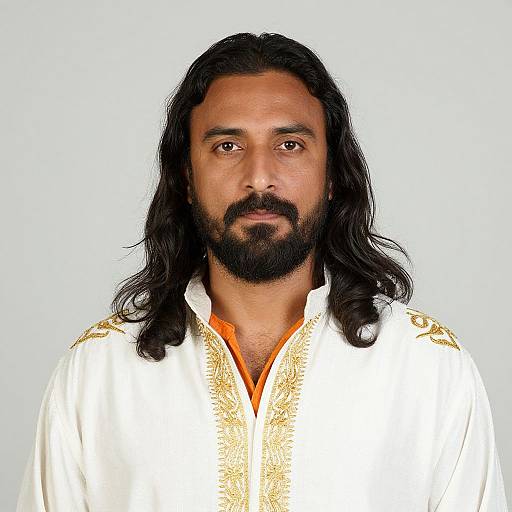 Portrait of Middle-Aged Man in Traditional Garment