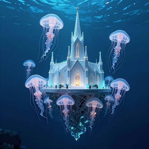 Glowing Jellyfish-Encased Floating Cathedral