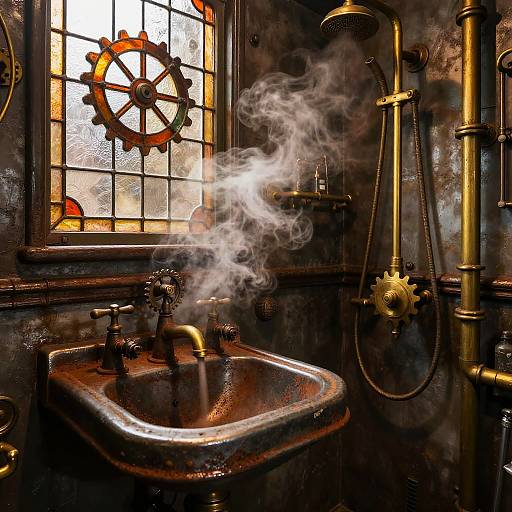 Steampunk Victorian Industrial Bathroom Design