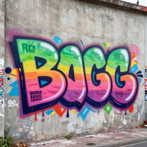 Vibrant graffiti of colorful, rainbow gradient 