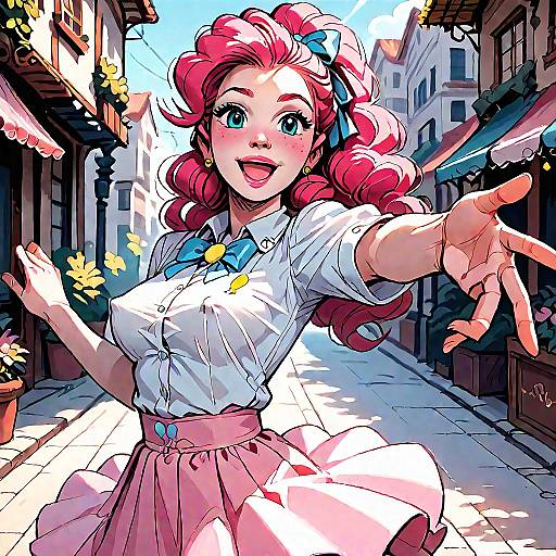 Charming Anime Ponytail Character in Nature