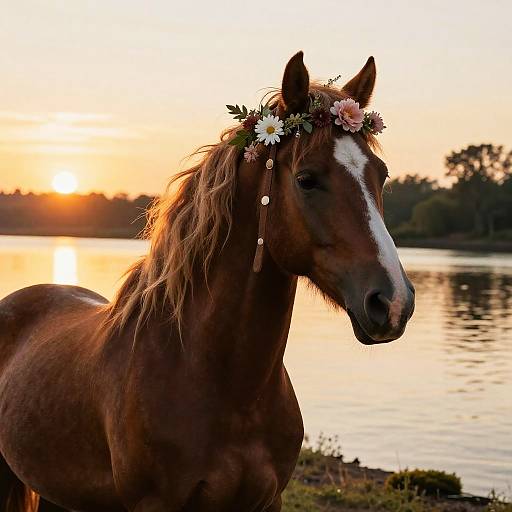 Cross-Eyed Horse by Sunset River