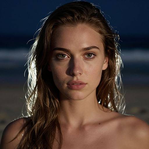 Symmetrical Portrait of Woman on Beach