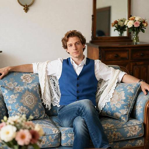 Relaxed Man in Cozy Living Room