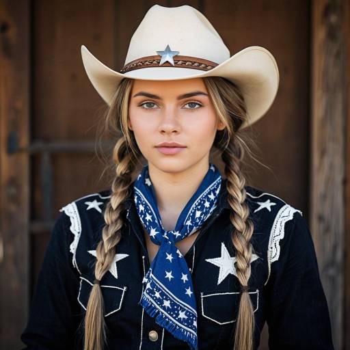 Young Woman in USA Cowgirl Costume