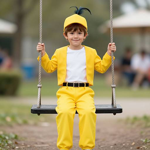 Boy in Swinger Costume Outdoors