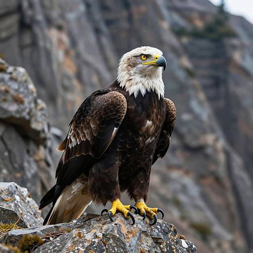 Majestic Bald Eagle on Rocky Cliff