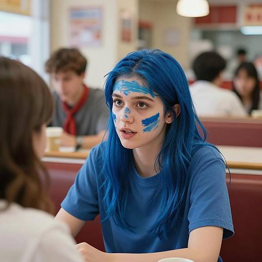 Vibrant Conversation in a Retro Diner