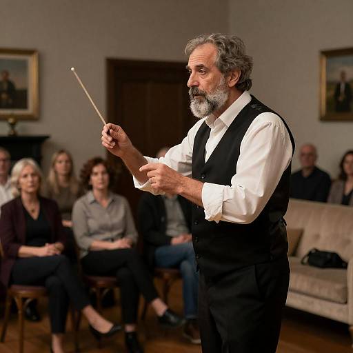 Intense Conductor in a Cozy Room