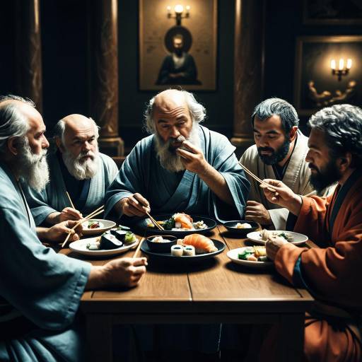 Classical Philosophers Eating Sushi