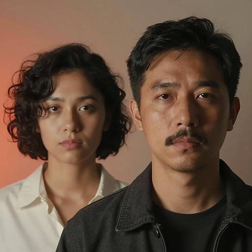 Serious Portrait of Asian Man and Woman
